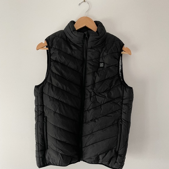Black Puffy Insulted and USB Heated Vest - Picture 1 of 4